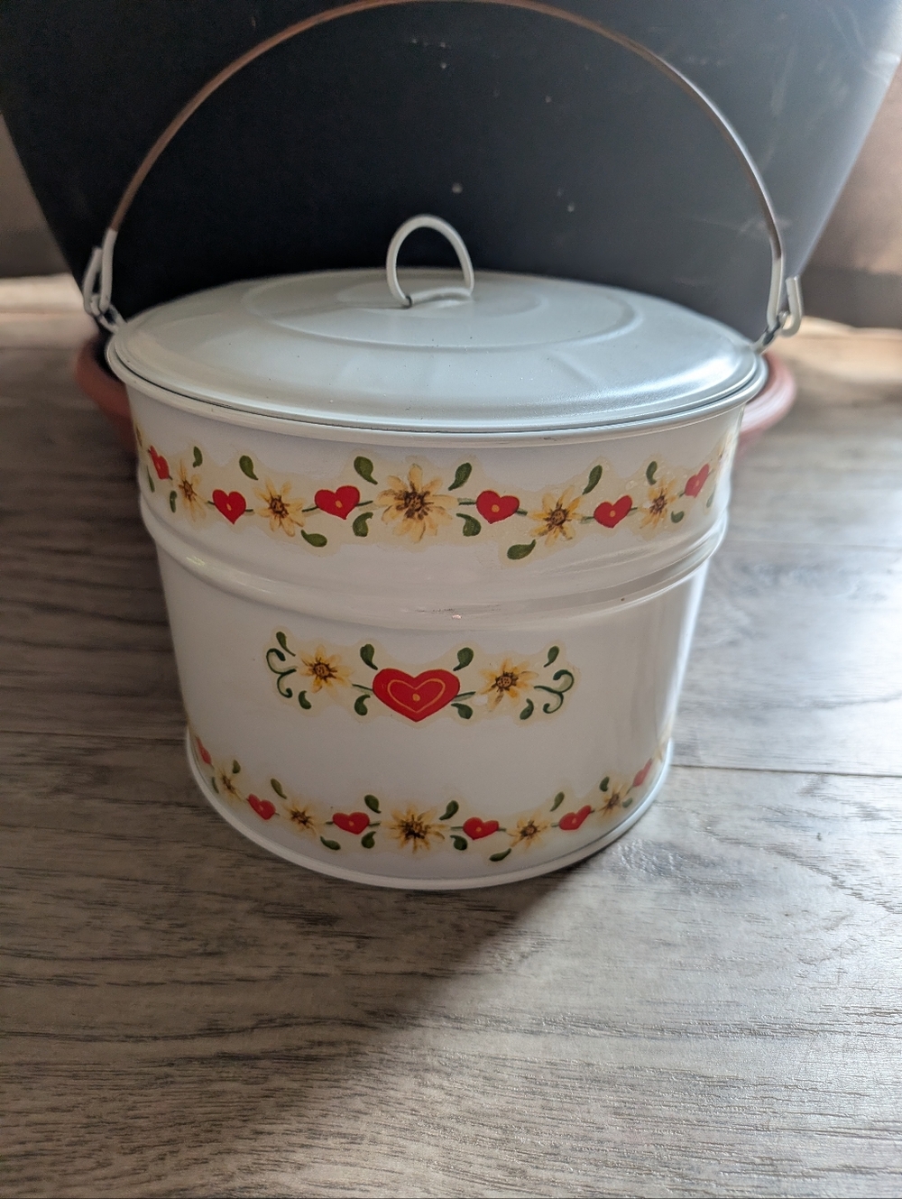 vintage enamel milk pot